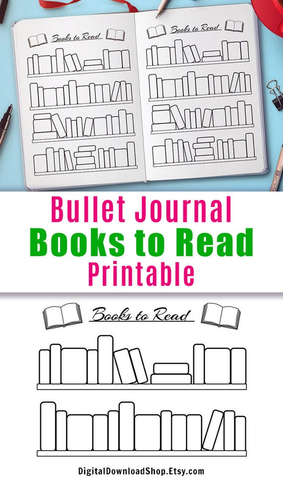 Books to read, Bullet Journal, Journal pages, Bujo template, Bujo  printable, Instant download