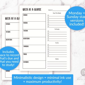 Academic Weekly Planner Printable, Bujo Journal Weekly Planner ...