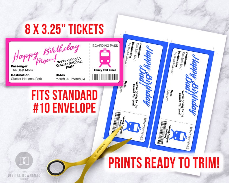 train ticket template printable editable boarding pass etsy