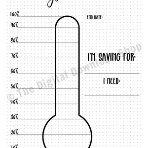 Savings Thermometer Printable, Bullet Journal Savings Goal Thermometer Tracker, Emergency Fund Savings Chart, Vacation Savings, Bujo Insert image 4