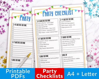 Party Checklists Printables, Party Planner Printable, Event Checklist, Birthday Party Planner List, Party Organizer, Kids Party Planning PDF