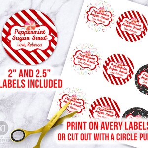 Sugar Scrub Labels- Peppermint Editable, Printable Christmas Labels ...
