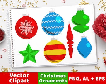 40 クリスマスオーナメントクリップアート、ホリデークリップアート、クリスマスボール、クリスマスカードデコレーション、クリスマスオーバーレイ、クリスマスグラフィック、12月