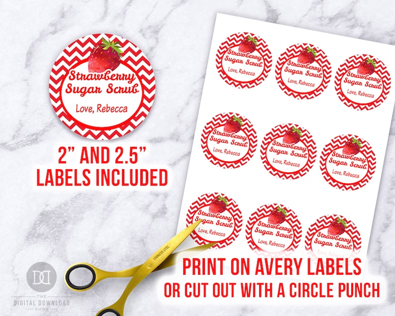 Sugar Scrub Labels Editable Strawberry Printable Mason Jar | Etsy