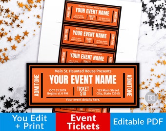 Halloween Event Ticket Printable, Editable Halloween Invitation Printable, Haunted House Ticket, Halloween Ticket Invitation Editable Invite