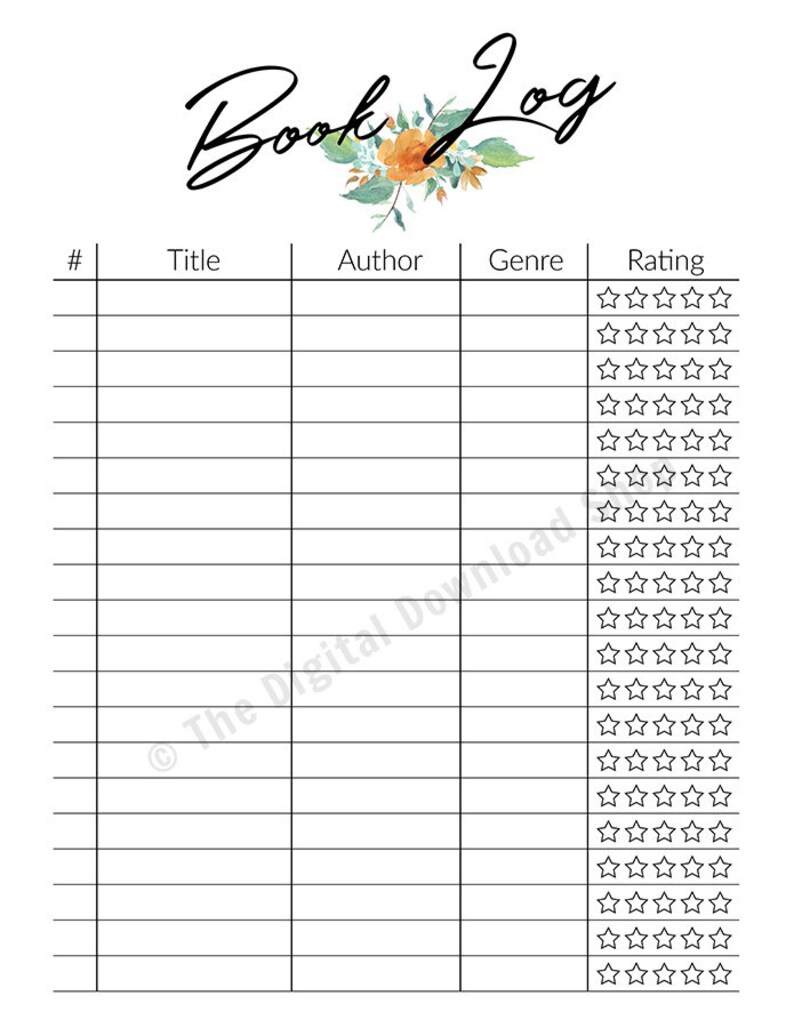 Reading Tracker Printable Book Log Printable Book Tracker Etsy UK