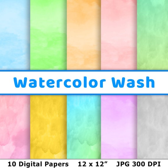 Watercolor Digital Paper Watercolor Wash Texture Painted Etsy
