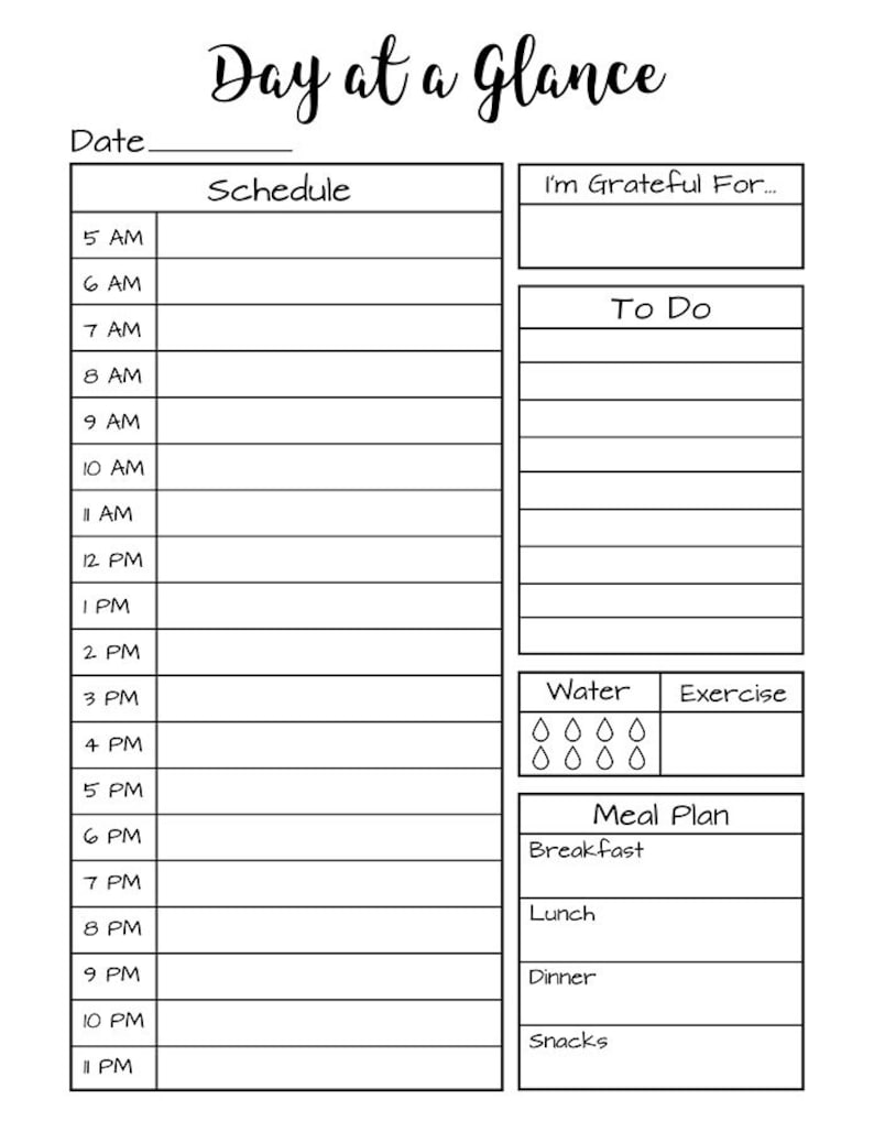 Month at a Glance Printable Day at a Glance Bullet Journal - Etsy Canada