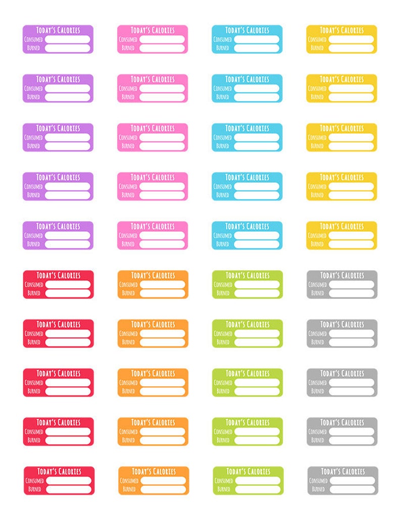 Calorie Tracker Printable Planner Stickers, Bullet Journal Stickers ...