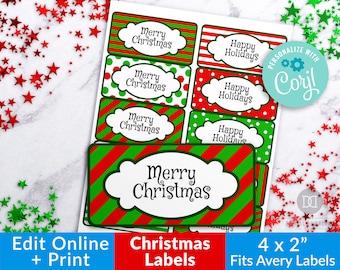 65 Personalised Christmas Address Stickers Labels Present Invitation xmas 225 