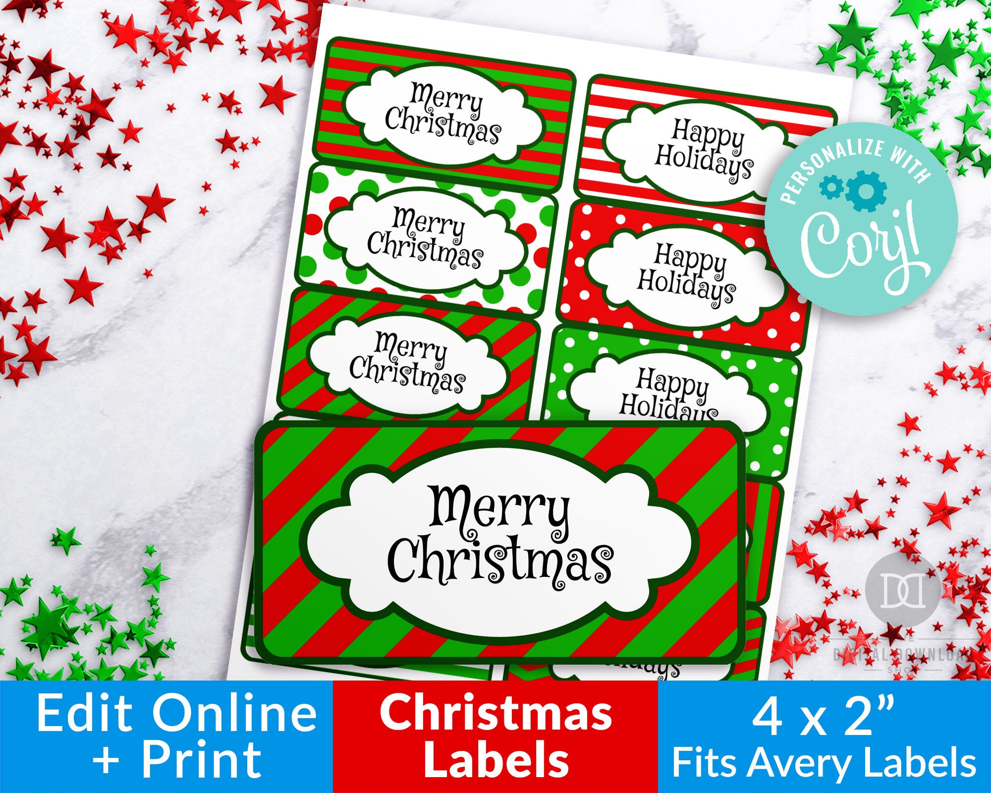 Editable Christmas Address Labels, Christmas Gift Tags Printable