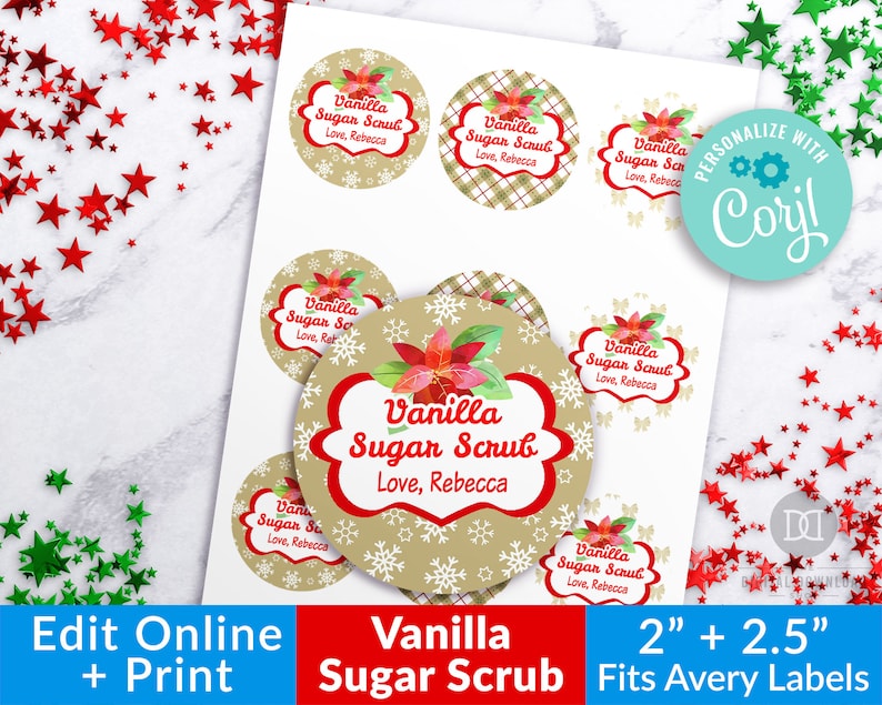 Sugar Scrub Labels Vanilla Printable Mason Jar Labels Etsy