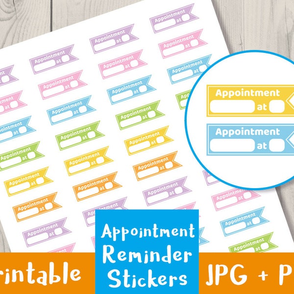 Appointment Reminder Stickers, Appointment Stickers, Bullet Journal Stickers Printable Planner Stickers, Meeting Reminder, Doctor, Dentist