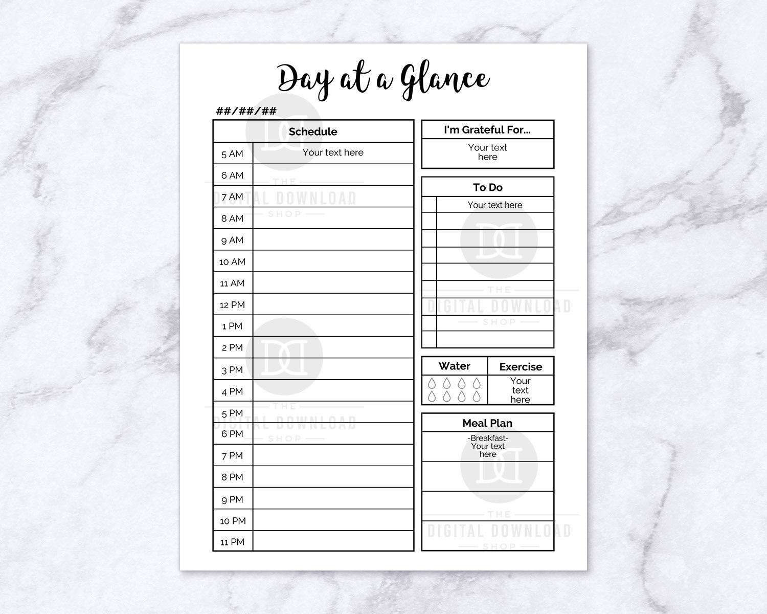 Editable Month at a Glance Printable + Editable Day at a Glance ...