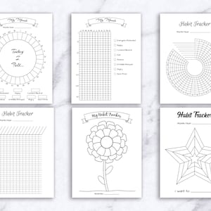 Bujo Journal Tracker Template Printable Bundle, Habit Tracker, Mood ...