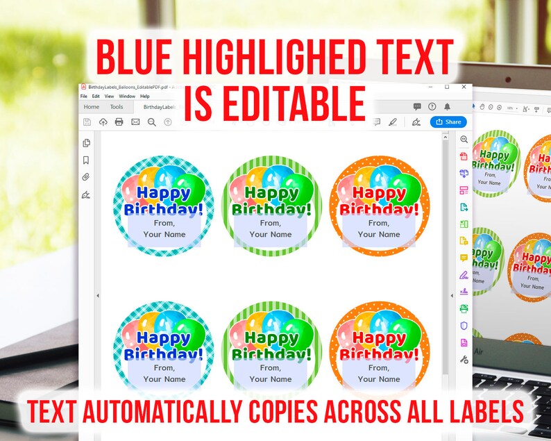 Happy Birthday Labels Printable Birthday Labels Custom | Etsy