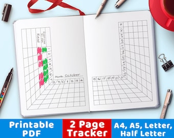 Bullet Journal Tracker Printable- U, Printable Habit Tracker, Printable Mood Tracker, Bujo Tracker Inserts, Printable Planner Inserts, PDFs