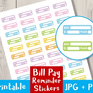 Pay Bill Stickers, Bullet Journal Stickers Printable Planner Stickers, Bills Due Stickers, Bill Due Reminder, Bujo Functional Stickers