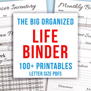 Whole Life Binder Printable, Home Management Binder, Home Binder, Mom Binder Printable, Budget Binder, Recipe Binder,  Family Home Planner