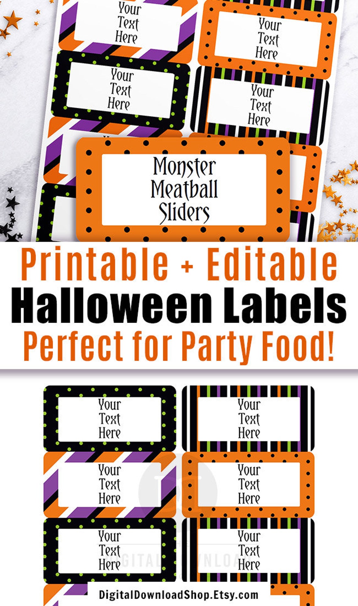 Halloween Labels Printable Halloween Editable Tags Halloween Etsy