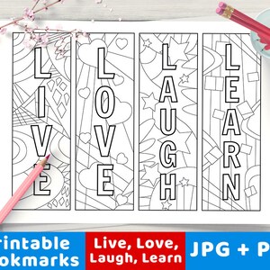Lebe, Liebe... Lesezeichen zum Ausmalen, Ausmalseiten Lesezeichen zum Ausdrucken, DIY Lesezeichen Ausmalseite Ausmalseite Erwachsene Ausmalseite Ausmalseite druckbar