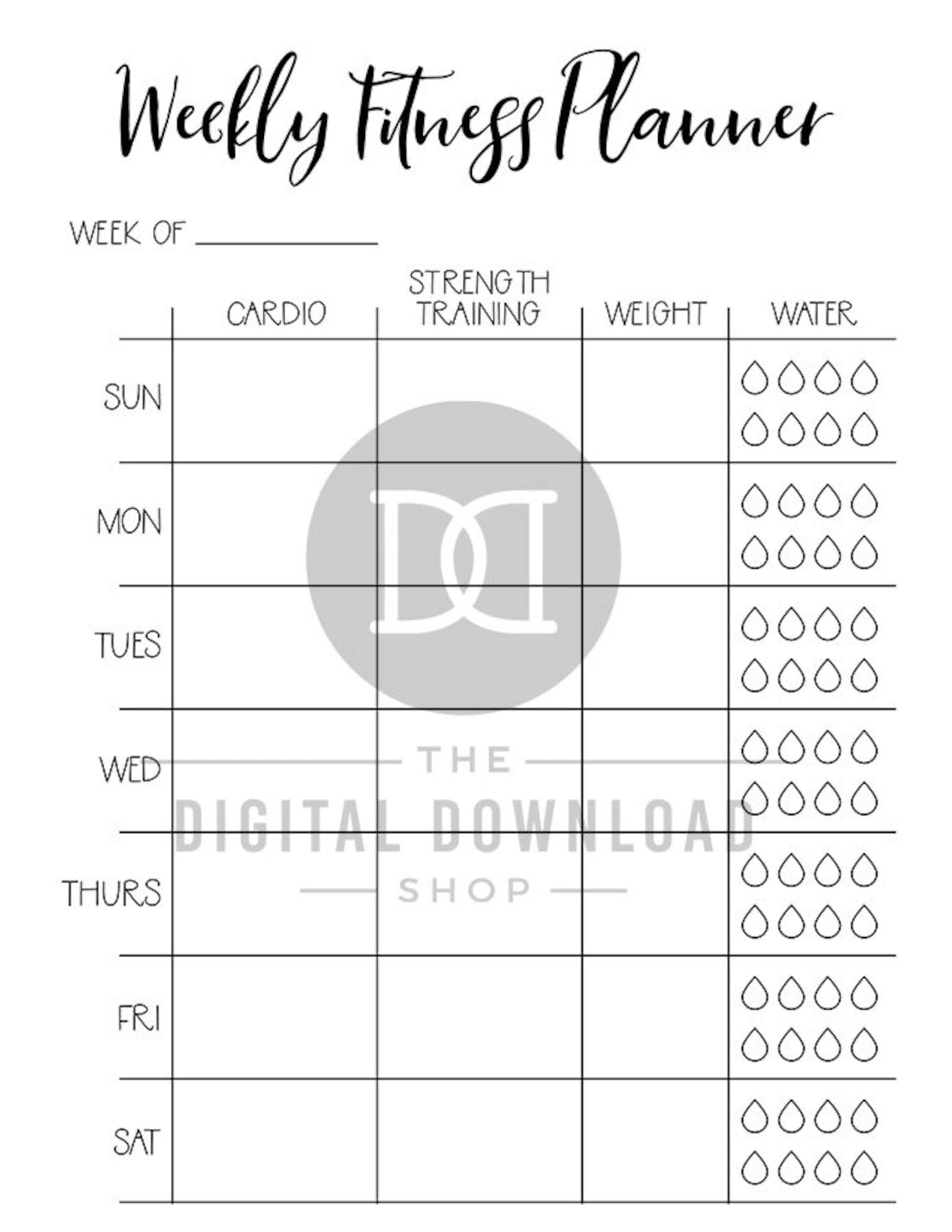 2 Fitness Planner Printables Daily Fitness Planner Weekly Etsy