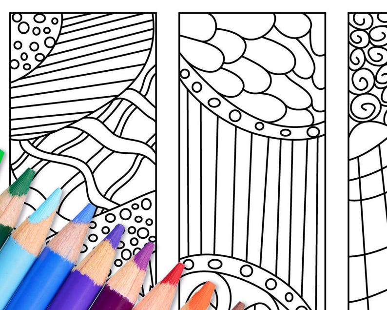 Zendoodle Coloring Bookmarks, Printable Bookmarks to Color, DIY Bookmark Coloring, Printable Coloring Page, Digital Adult Coloring Pages image 4