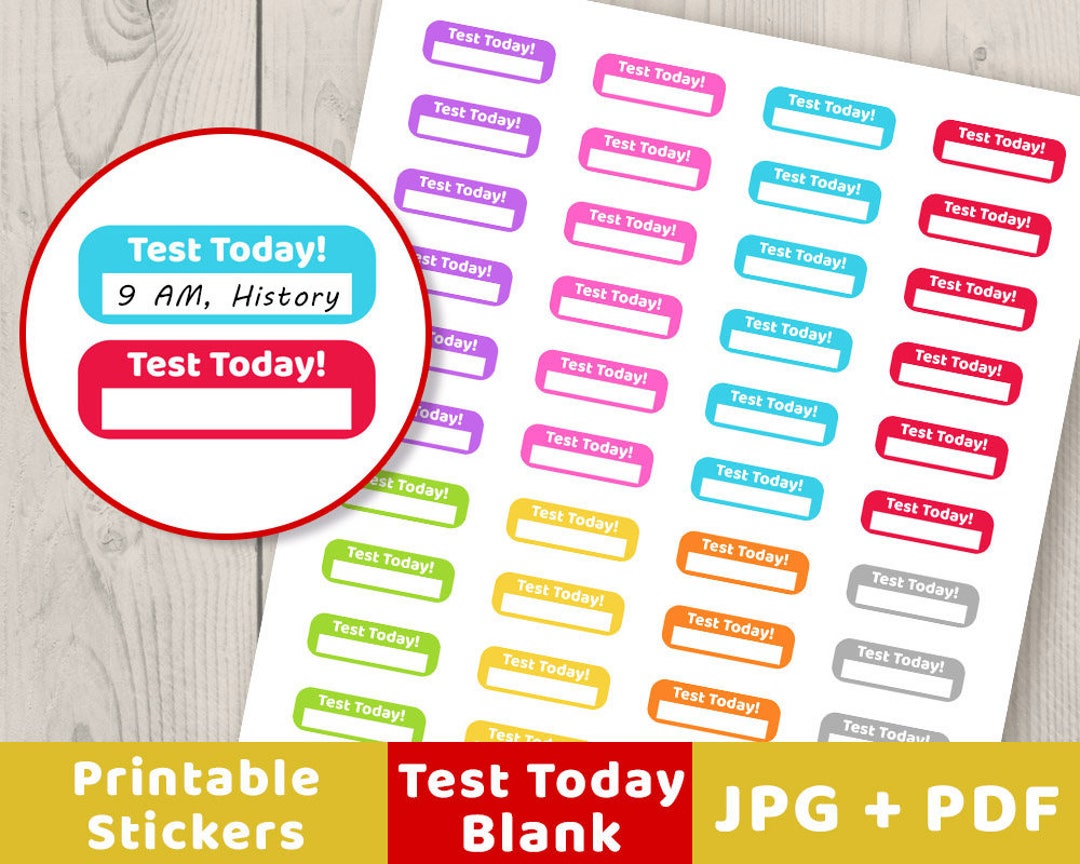 Blank Test Today Stickers,bullet Journal Stickers Printable Planner ...