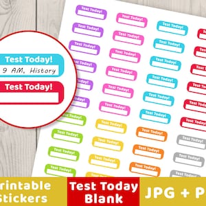 Blank Test Today Stickers,Bullet Journal Stickers Printable Planner Stickers, Test Reminder Stickers, College Stickers, Back to School