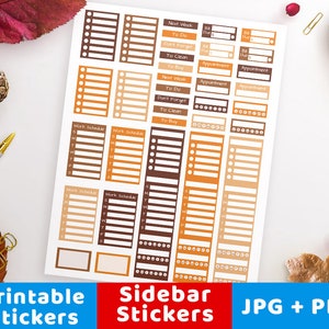 Fall Sidebar Stickers Printable Planner Stickers Autumn - Etsy