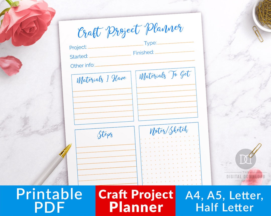 Craft Project Planner Printable, Craft Planner, Project Planner