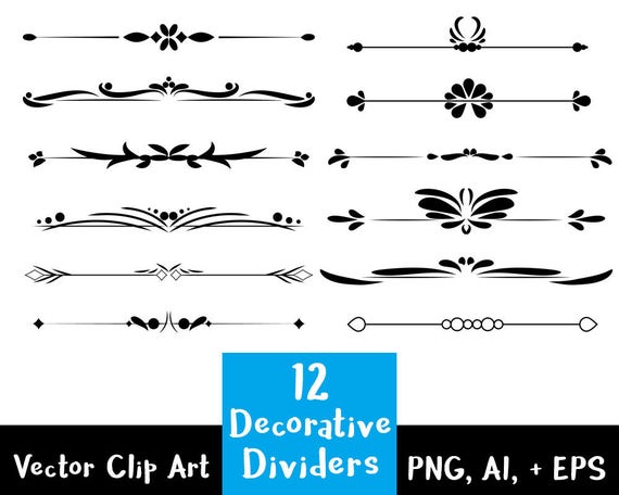 12 Decorative Dividers Flourish Clipart Text Divider Etsy