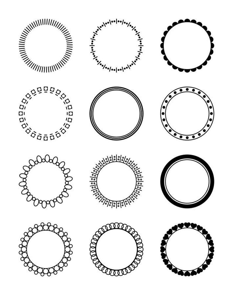 Download 12 Circle Frames Clipart Monogram Frame SVG Round Frame | Etsy