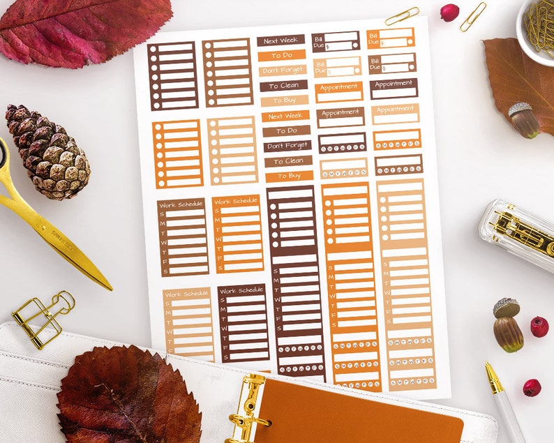 Fall Sidebar Stickers Printable Planner Stickers Autumn | Etsy