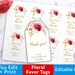 Favor Tags Template Printable Floral Bouquet Wedding Favor - Etsy