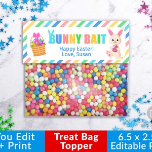Bunny Bait Bag Toppers Printable Stripes, Editable Bunny Bait Printable ...