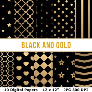 Black and Gold Digital Papers, Gold Foil Pattern, Art Deco Digital Paper, New Year&#39;s Eve Backgrounds, Gatsby Digital Paper, 1920s Pattern