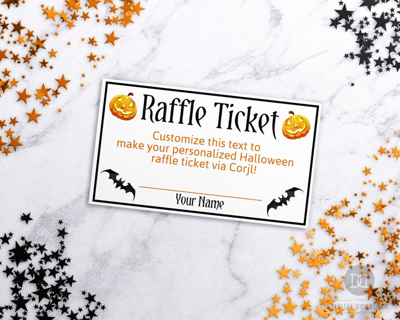 Halloween Raffle Ticket Template Editable Printable Raffle Etsy