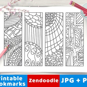 Zendoodle Coloring Bookmarks, Printable Bookmarks to Color, DIY Bookmark Coloring, Printable Coloring Page, Digital Adult Coloring Pages image 1