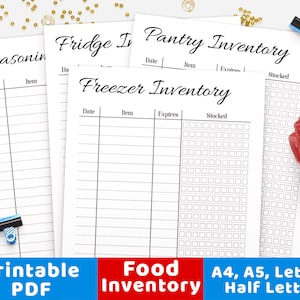 Food Inventory Printables,Pantry Inventory, Freezer Inventory, Fridge Inventory, Inventory Tracker, Inventory Printable Insert, Food Tracker