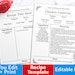 Recipe Template Editable, Printable Recipe Template, Recipe Binder Printable, Cookbook Template, Printable Cookbook, Editable Recipe Book 