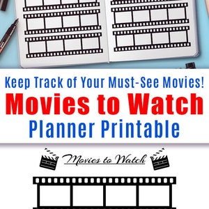 Bullet Journal Movies to Watch Planner Printable, Movie Tracker, Movie ...