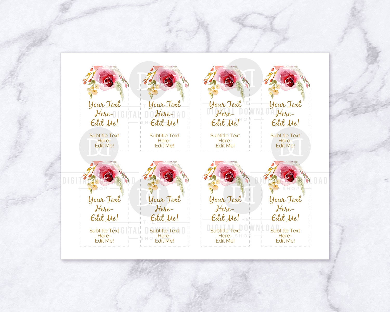 Favor Tags Template Printable Floral Bouquet Wedding Favor | Etsy