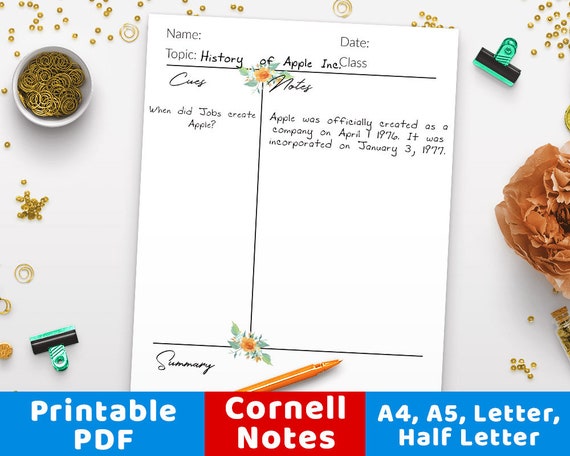 cornell notes template printable printable cornell notes planner inserts student note taking paper printable student notebook insert pdf cornell notes template