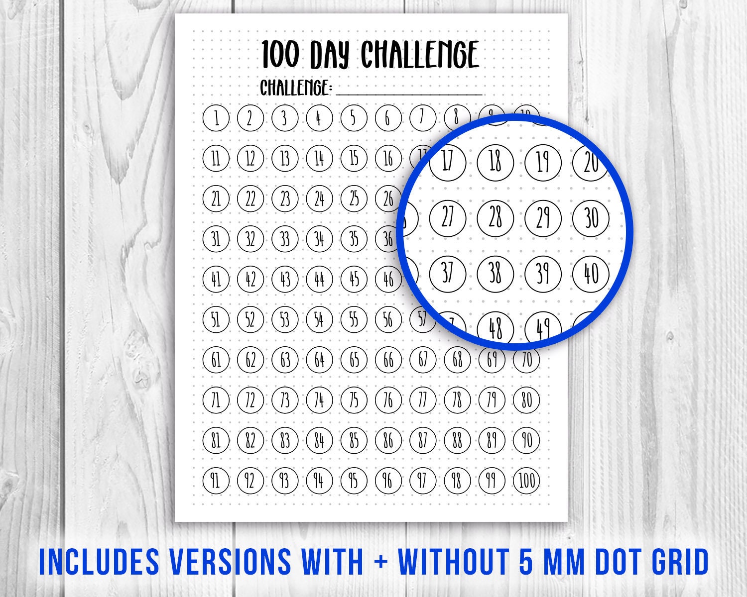 100 Day Challenge Printable Bullet Journal 100 Day Project - Etsy Canada
