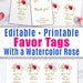 Favor Tags Template Printable Floral Bouquet Wedding Favor - Etsy
