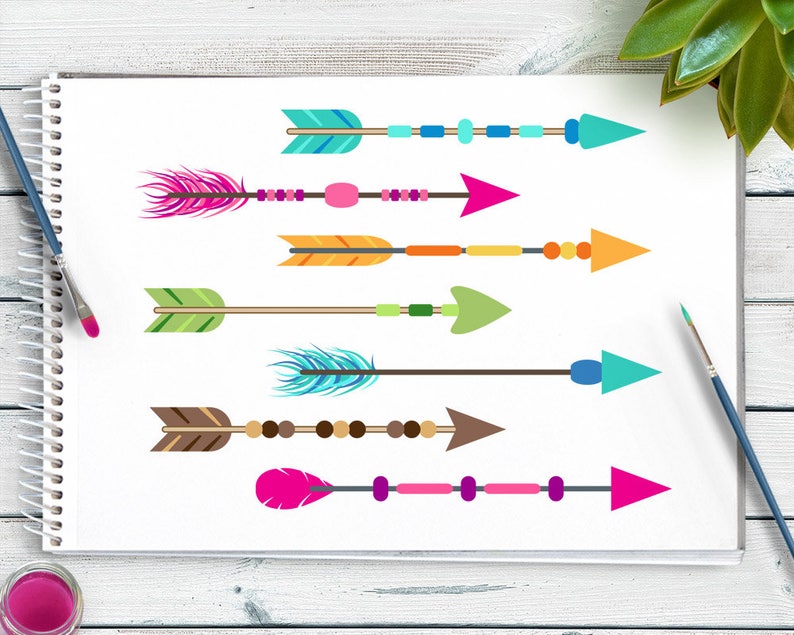 25 Colorful Arrows Clipart, Tribal Arrow Clipart, Boho Arrows Clipart ...