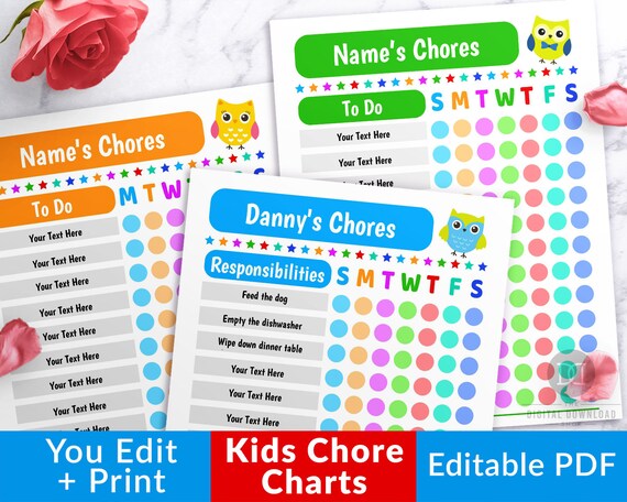 Editable Kids Chore Chart