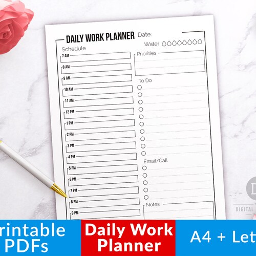 Daily Work Planner Printable Business Planner Printable Work | Etsy