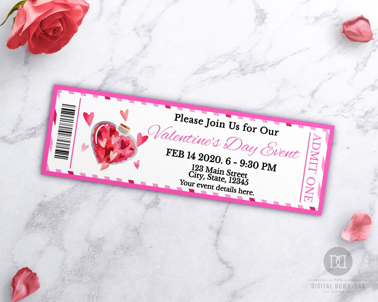 Valentine's Day Event Ticket Printable Template Love | Etsy